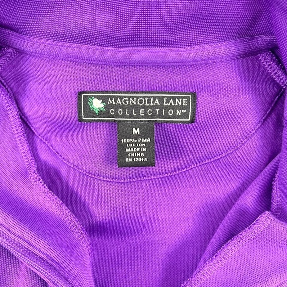 Magnolia Lane Tech Masters 1/4 Zip Pullover Purple Long Sleeve Pima Cotton M - Picture 4 of 7